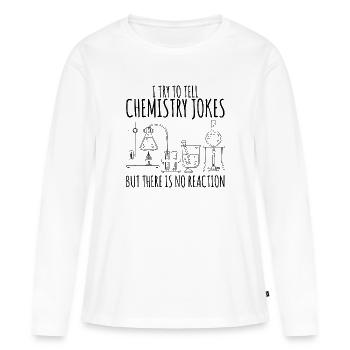 Flacon de laboratoire de chimie disant cadeau - T-shirt manches longues Premium bio Femme - blanc - Devant - Julia (174cm)