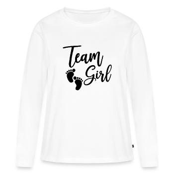 Cadeau fille bébé fille - T-shirt manches longues Premium bio Femme - blanc - Devant - Julia (174cm)