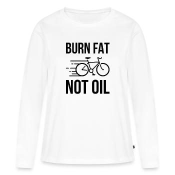 Cadeau de protection de l'environnement de bicyclette Burn Fat Not Oil - T-shirt manches longues Premium bio Femme - blanc - Devant - Julia (174cm)