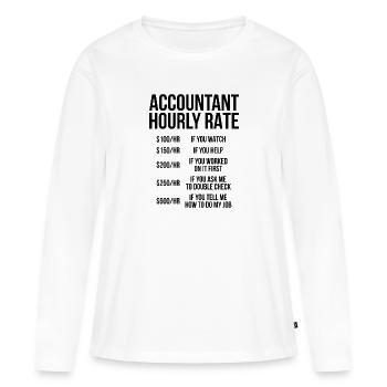Comptable taux horaire cadeau comptable - T-shirt manches longues Premium bio Femme - blanc - Devant - Julia (174cm)