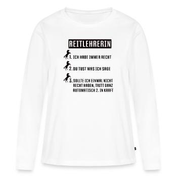 Reitlehrerin Reiter Reitsport Reiterin Pferdehof - Frauen Premium Bio Langarmshirt - Weiß - Vorne - Julia (174cm)