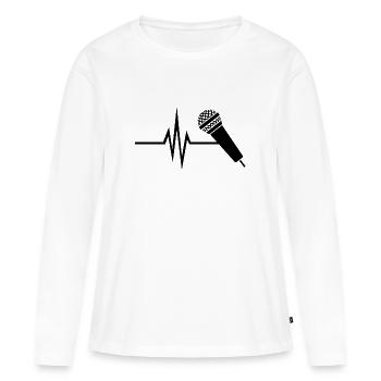Mein Herz schlägt für Gesang - Musik Singen Mikro - Frauen Premium Bio Langarmshirt - Weiß - Vorne - Julia (174cm)