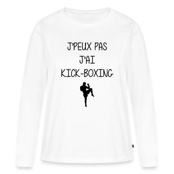 Kickboxing / Kick-Boxeur / Kick Boxing / - T-shirt manches longues Premium bio Femme - blanc - Devant - Julia (174cm)