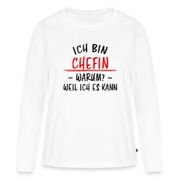 Chefin Mama Lustiger Spruch Familie Beruf Geschenk - Frauen Premium Bio Langarmshirt - Weiß - Vorne - Julia (174cm)