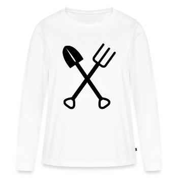 Spaten Harke Rechen Symbol Garten Symbol Werkzeuge - Frauen Premium Bio Langarmshirt - Weiß - Vorne - Julia (174cm)