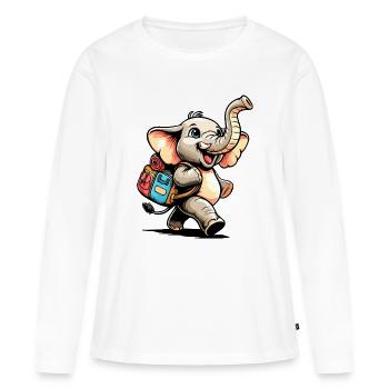 Tiny Trekker : Le Jolly Elephant - T-shirt manches longues Premium bio Femme - blanc - Devant - Julia (174cm)