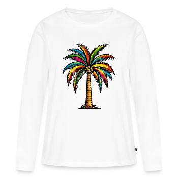 Palmier - T-shirt manches longues Premium bio Femme - blanc - Devant - Julia (174cm)