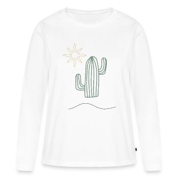 Kaktus im Sonnenlicht - Frauen Premium Bio Langarmshirt - Weiß - Vorne - Julia (174cm)