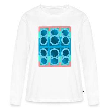 motif bleu, art graphique - T-shirt manches longues Premium bio Femme - blanc - Devant - Julia (174cm)