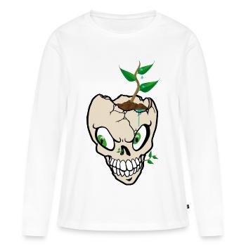 Croissance de la pousse de crâne - T-shirt manches longues Premium bio Femme - blanc - Devant - Julia (174cm)