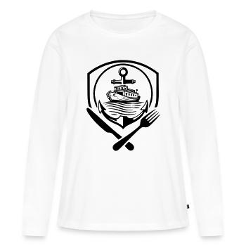 Logo batelier pour restaurant - T-shirt manches longues Premium bio Femme - blanc - Devant - Julia (174cm)