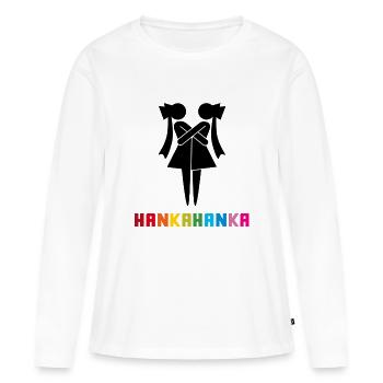 HANKAHANKA - T-shirt manches longues Premium bio Femme - blanc - Devant - Julia (174cm)