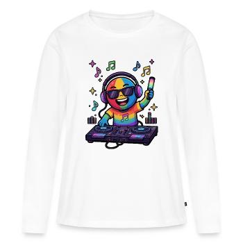 Émoticon Rainbow DJ - T-shirt manches longues Premium bio Femme - blanc - Devant - Julia (174cm)