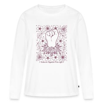 Antifaschistisches Liberté Égalité Fuck AfD Frauen - Frauen Premium Bio Langarmshirt - Weiß - Vorne - Julia (174cm)