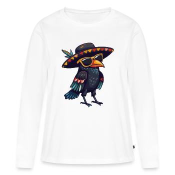 Sombrero comique Raven Crow - T-shirt manches longues Premium bio Femme - blanc - Devant - Julia (174cm)