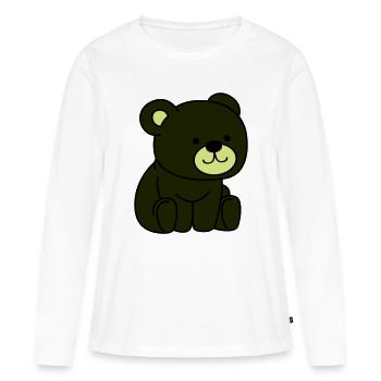 Dunkler Bär Cartoon Kuschelheld - Frauen Premium Bio Langarmshirt - Weiß - Vorne - Julia (174cm)