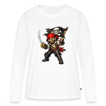 Pirate avec un foulard rouge - T-shirt manches longues Premium bio Femme - blanc - Devant - Julia (174cm)