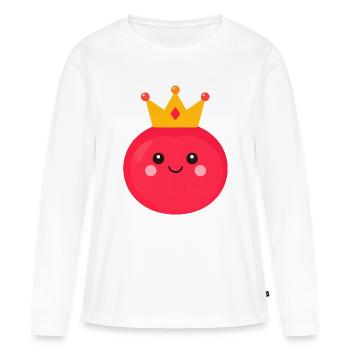 Tomate Kawaii avec couronne – Sweet Queen Design - T-shirt manches longues Premium bio Femme - blanc - Devant - Julia (174cm)
