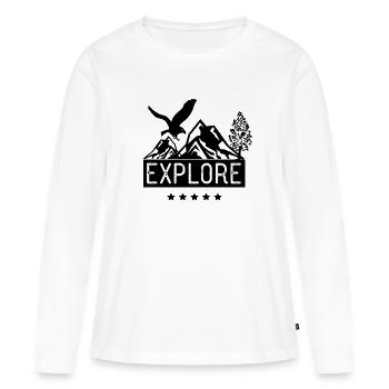 Explore - Frauen Premium Bio Langarmshirt - Weiß - Vorne - Julia (174cm)