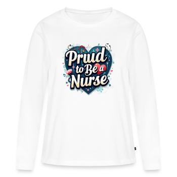 Fière d’être infirmière - T-shirt manches longues Premium bio Femme - blanc - Devant - Julia (174cm)