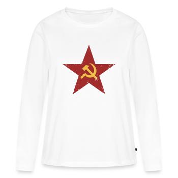 Design rétro soviétique - T-shirt manches longues Premium bio Femme - blanc - Devant - Julia (174cm)