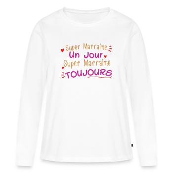 t-shirt super marraine toujours humoristique - T-shirt manches longues Premium bio Femme - blanc - Devant - Julia (174cm)