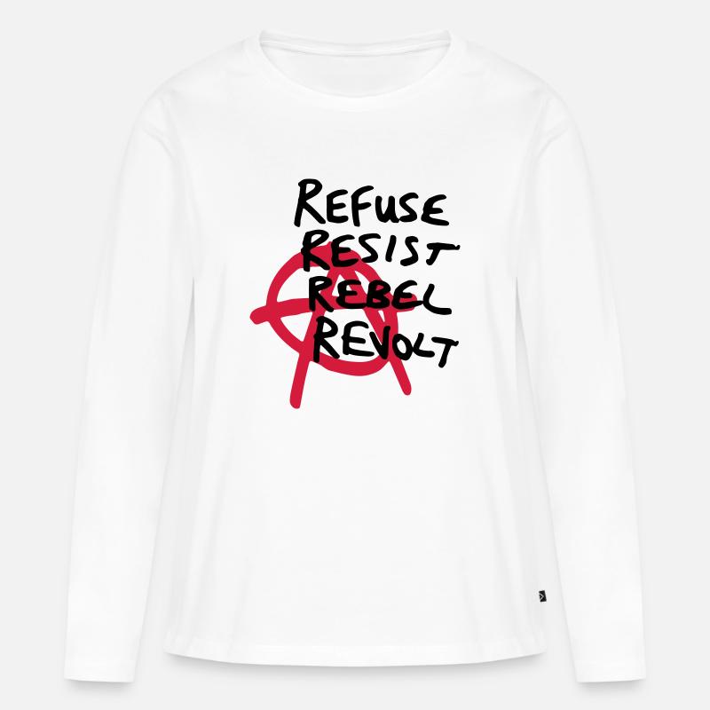 Anarchy Shirt - Refuse, Resist, Rebel, Revolt! - Frauen Premium Bio Langarmshirt - Weiß
