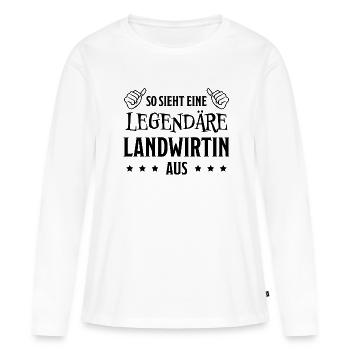 Landwirtin Witz Spruch Traktor Landwirtin Geschenk - Frauen Premium Bio Langarmshirt - Weiß - Vorne - Julia (174cm)