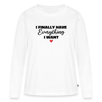 J’ai enfin tout ce que je veux - T-shirt manches longues Premium bio Femme - blanc - Devant - Julia (174cm)