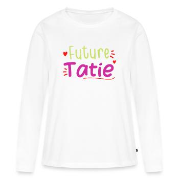 future tatie cadeau humour future tata - T-shirt manches longues Premium bio Femme - blanc - Devant - Julia (174cm)
