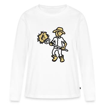 Agriculteur foin - T-shirt manches longues Premium bio Femme - blanc - Devant - Julia (174cm)