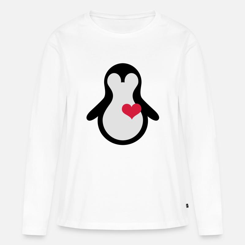 herz_penguin - Frauen Premium Bio Langarmshirt - Weiß