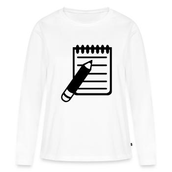 Zettel Notiz Stift - Frauen Premium Bio Langarmshirt - Weiß - Vorne - Julia (174cm)