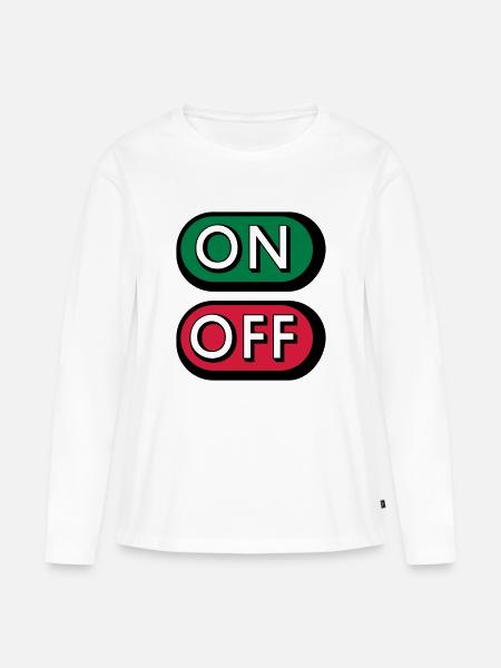 On Off Buttons - Frauen Premium Bio Langarmshirt - Weiß