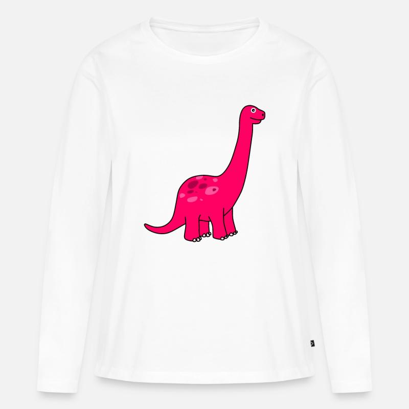 Niedlicher pinker Dino - Frauen Premium Bio Langarmshirt - Weiß