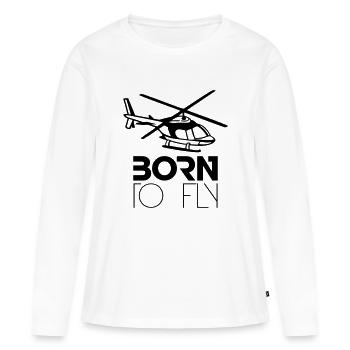 Né à voler Heli Logo - T-shirt manches longues Premium bio Femme - blanc - Devant - Julia (174cm)