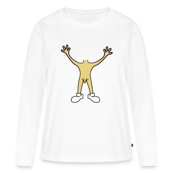 maennlich penis nackt haende hoch halten koerper o - Frauen Premium Bio Langarmshirt - Weiß - Vorne - Julia (174cm)