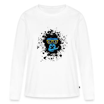gorille etoile singe gorilla primate lunette fanta - T-shirt manches longues Premium bio Femme - blanc - Devant - Julia (174cm)