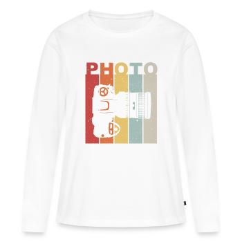 Photocamera - Frauen Premium Bio Langarmshirt - Weiß - Vorne - Julia (174cm)