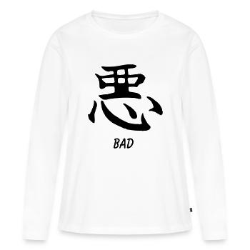 bad auf chinesisch (D00128) - Frauen Premium Bio Langarmshirt - Weiß - Vorne - Julia (174cm)