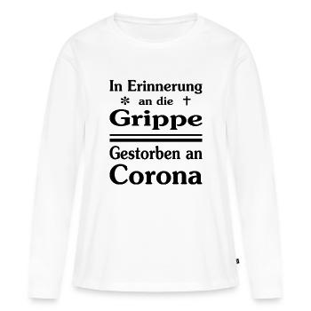 In Erinnerung...Grippe-Corona-Virus- Version 1 - Frauen Premium Bio Langarmshirt - Weiß - Vorne - Julia (174cm)
