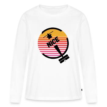 Nizza Côte d'Azur Frankreich Soleil Retro Flughafen - Frauen Premium Bio Langarmshirt - Weiß - Vorne - Julia (174cm)