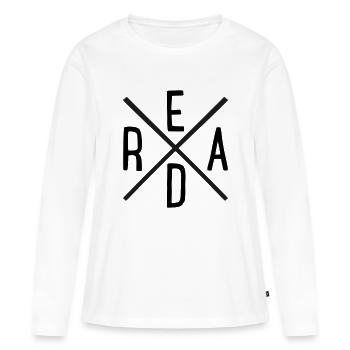 Lire - T-shirt manches longues Premium bio Femme - blanc - Devant - Julia (174cm)