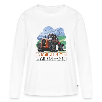 Mein Feld, mein Reich - Frauen Premium Bio Langarmshirt - Weiß - Vorne - Julia (174cm)