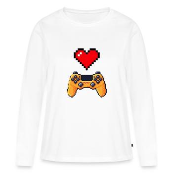 Retro-Gaming-Herzcontroller - Frauen Premium Bio Langarmshirt - Weiß - Vorne - Julia (174cm)