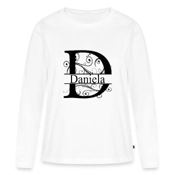 Monogramm mit dem Namen Daniela - Frauen Premium Bio Langarmshirt - Weiß - Vorne - Julia (174cm)