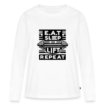 Mantra de gymnastique audacieux - T-shirt manches longues Premium bio Femme - blanc - Devant - Julia (174cm)