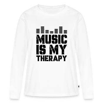 La musique est ma thérapie - T-shirt manches longues Premium bio Femme - blanc - Devant - Julia (174cm)