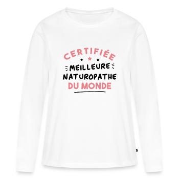Certified best naturopath in the world - Women's Premium Organic Long Sleeve Shirt - white - Front - Julia (174cm)