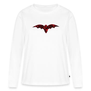 Éclaboussures de sang de chauve-souris d’Halloween - T-shirt manches longues Premium bio Femme - blanc - Devant - Julia (174cm)